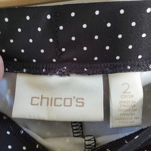 Chico's Black w/ White Polka Dots Ankle Length stretchy casual pants - Picture 8 of 9